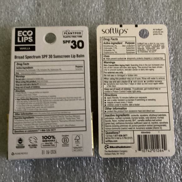 Ecolips & Soft Lips Sunscreen/Lip Protectant Bundle NEW - Picture 5 of 11